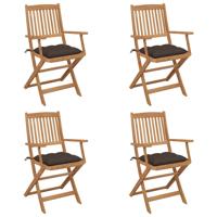 Tuinstoelen 4 st inklapbaar met kussens massief acaciahout