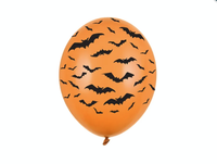 Ballonnen Oranje Halloween Vleermuizen (6st) - thumbnail