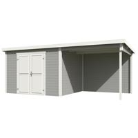 Blokhut met overkapping Kjeld 550x250 Platinum Grey-Wit - Outdoor life
