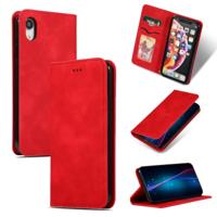 Retro huid voelen Business magnetische horizontale Flip lederen case voor iPhone XR (rood)