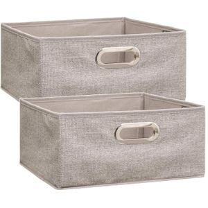 Set van 2x stuks opbergmand/kastmand 14 liter beige linnen 31 x 31 x 15 cm