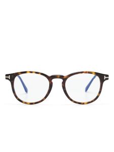 TOM FORD Eyewear lunettes de vue rondes à effet écailles de tortue - Marron