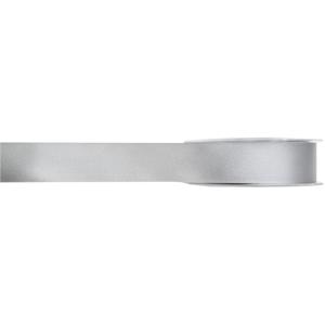 Hobby/decoratie satijnen lint - zilver - 1 cm x 25 meter - cadeauverpakking - polyester
