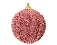 Kerstbal foam d8cm velours roze - KSD