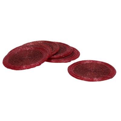 Gerimport Onderzetters - 6x stuks - kunststof - rood - 10 cm - voor glazen Gerimport Onderzetters - 6x stuks - kunststof - rood - 10 cm - voor glazen