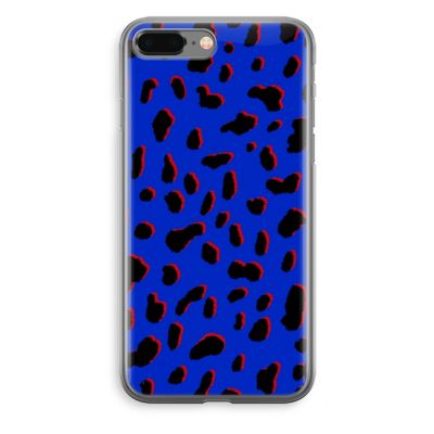 Blue Leopard: iPhone 8 Plus Transparant Hoesje