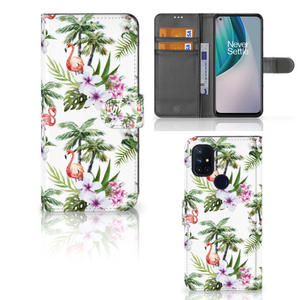 OnePlus Nord N10 Telefoonhoesje met Pasjes Flamingo Palms