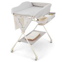 Opvouwbare Luiertafel in Hoogte Verstelbare Luiertafel met Afneembare en Vergrendelbare Wielen Grijs