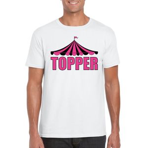 T-shirt wit Topper in roze letters heren