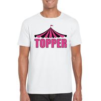 T-shirt wit Topper in roze letters heren