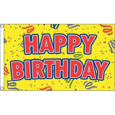 Happy Birthday verjaardag feest vlag - 150 x 90 cm - versiering - polyester