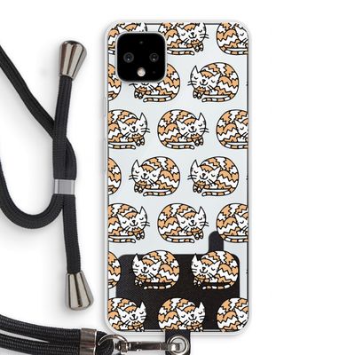 Slapende poes: Pixel 4 XL Transparant Hoesje met koord