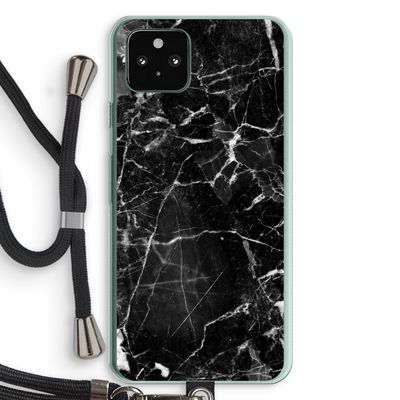 Zwart Marmer 2: Pixel 5a 5G Transparant Hoesje met koord