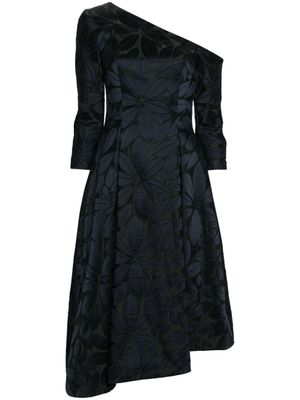 Talbot Runhof robe mi-longue à fleurs appliquées - Bleu