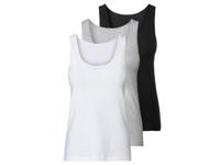 esmara 3 dames onderhemden (XS (32/34), Zwart/grijs/wit)