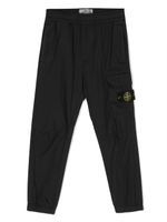 Stone Island Junior pantalon en coton à patch logo - Noir - thumbnail