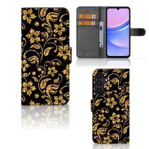 Samsung Galaxy A15 Hoesje Gouden Bloemen