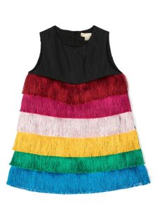 Stella McCartney Kids robe courte frangée à volants superposés - Noir