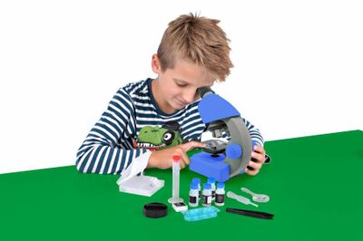 Bresser Optik 8851300WXH000 blau Kindermicroscoop Monoculair 640 x Doorvallend licht