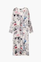 Lange blouse met krantenprint - WHITE - M