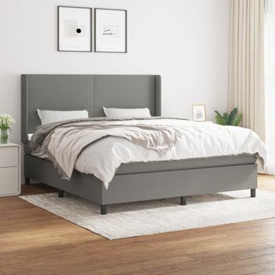 Boxspring met matras stof donkergrijs 160x200 cm