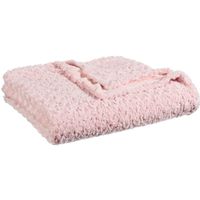 Sprei/deken/plaid - lichtroze - polyester - 230 x 180 cm - geknoopt motief Sprei/deken/plaid - lichtroze - polyester - 230 x 180 cm - geknoopt motief