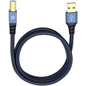 Oehlbach USB Plus B USB 2.0 [1x USB-A 2.0 stekker - 1x USB-B 2.0 stekker] 10.00 m Blauw Vergulde steekcontacten