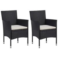Tuinstoelen 2 st poly rattan zwart Tuinstoelen 2 st poly rattan zwart