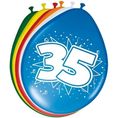 folat Verjaardag leeftijd ballonnen - 35 jaar - 24x stuks - mix kleuren - feestartikelen/versiering