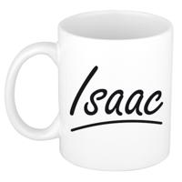 Isaac Naam koffiemok - beker - met sierlijke letters - wit - 300 ml - Cadeau - Heren