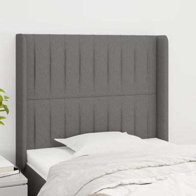 Hoofdbord met randen 93x16x118/128 cm stof donkergrijs