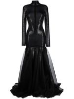 Atu Body Couture robe longue ornée de sequins à col montant - Noir