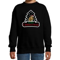 Dieren kersttrui eekhoorntje zwart kinderen - Foute eekhoorntjes kerstsweater