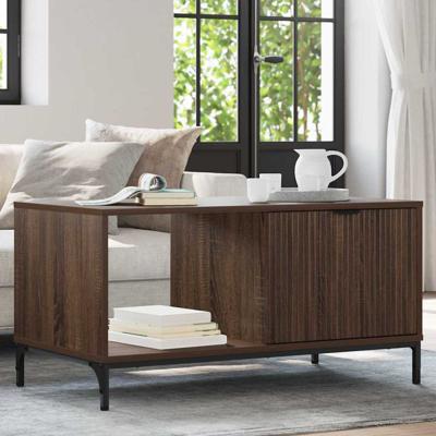 Salontafel bruin eikenkleur 90 x 49 x 46 cm Bewerkt hout
