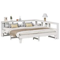 Bed met boekenkast zonder matras grenenhout wit 200x200 cm Bed met boekenkast zonder matras grenenhout wit 200x200 cm