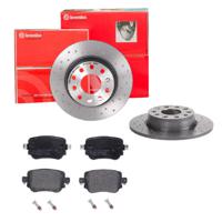 Remmenset, remschijf BREMBO, Remschijftype: Geperforeerd, Inbouwplaats: Achteras: , u.a. für Seat, Skoda, Audi, VW