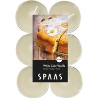 60x Maxi geurtheelichtjes White Cake Vanilla/wit 10 branduren - thumbnail