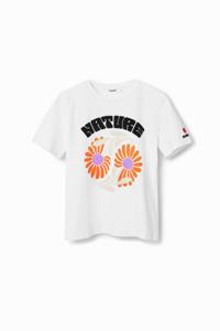 T-shirt met bloemen "Save Nature" - WHITE - XL