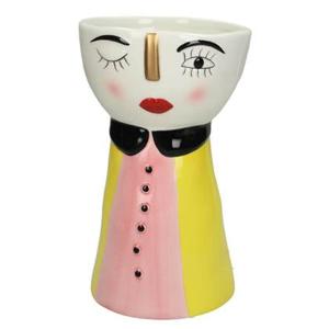 SVJ Home Decorations Doll Vaas - 14 x 14 x 25 cm - Aardewerk - Geel