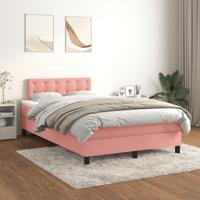 Boxspring met matras fluweel roze 120x200 cm