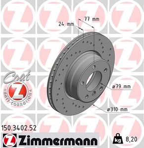 Remschijf SPORT REMSCHIJF COAT Z ZIMMERMANN, Remschijftype: Binnen geventileerd, u.a. für BMW