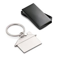 Sleutelhanger - huisje - aluminium - 5x3,5 cm - geschenkverpakking - housewarming cadeau