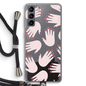 Hands pink: Samsung Galaxy S21 Transparant Hoesje met koord