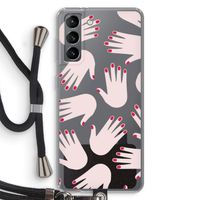 Hands pink: Samsung Galaxy S21 Transparant Hoesje met koord