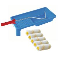 Sorex Verfrollers schilderen set - beugel en verfbak - 5x anti spat vacht verfrollers - 10 cm