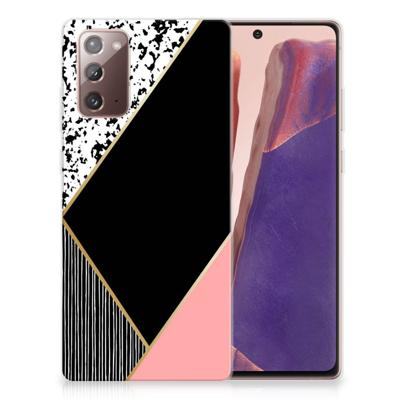 Samsung Note 20 | TPU Hoesje | Zwart Roze Vormen