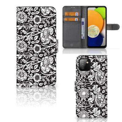 Samsung Galaxy A03 Hoesje Black Flowers Samsung Galaxy A03 Hoesje Black Flowers