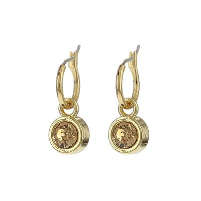 Biba Hang Oorbellen met Swarovski Steentje Lt. Col Topaz Goud