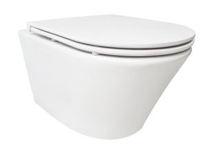 Wiesbaden Vesta rimless hangend diepspoel toilet met Flatline toiletzitting met softclose en quick-release 39 x 36 x 52 cm, mat wit