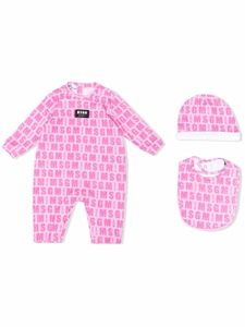 MSGM Kids trousseau de naissance à logo imprimé - Rose